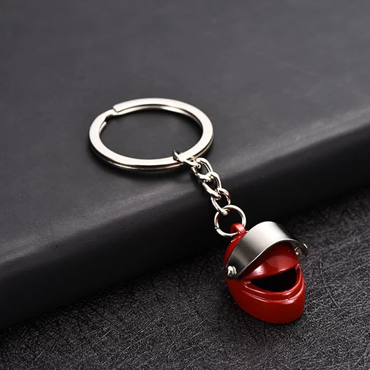wholesale 4 colors  metal mini motorcycle drivers helmet keychain