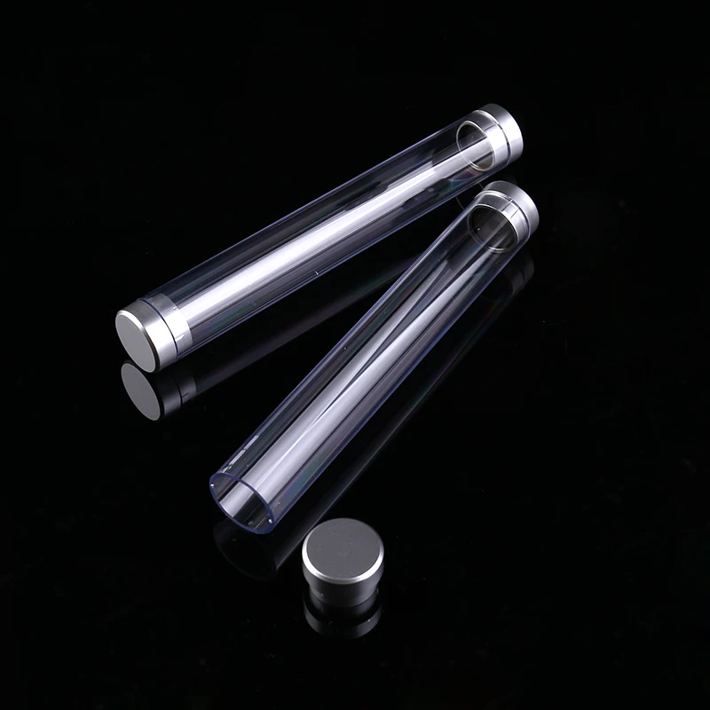Custom logo promotional metal pen box round cylinder clear Visible plastic packaging for high quality single pen set NO.0859