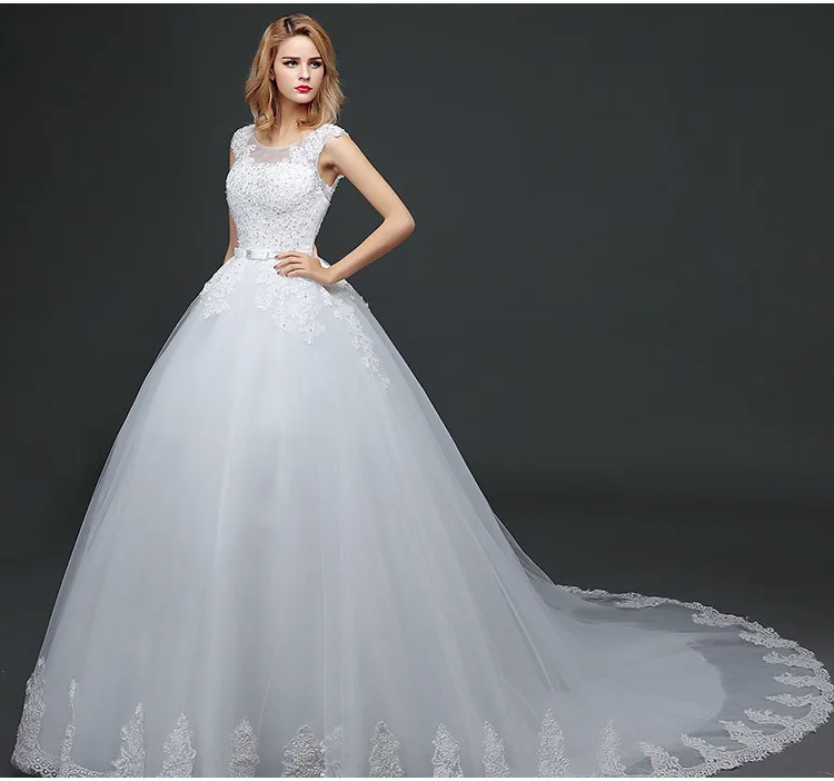 
Q012 In Stock Fast Delivery Gorgeous Lace Appliqued Sexy Open Back Wedding Dresses 