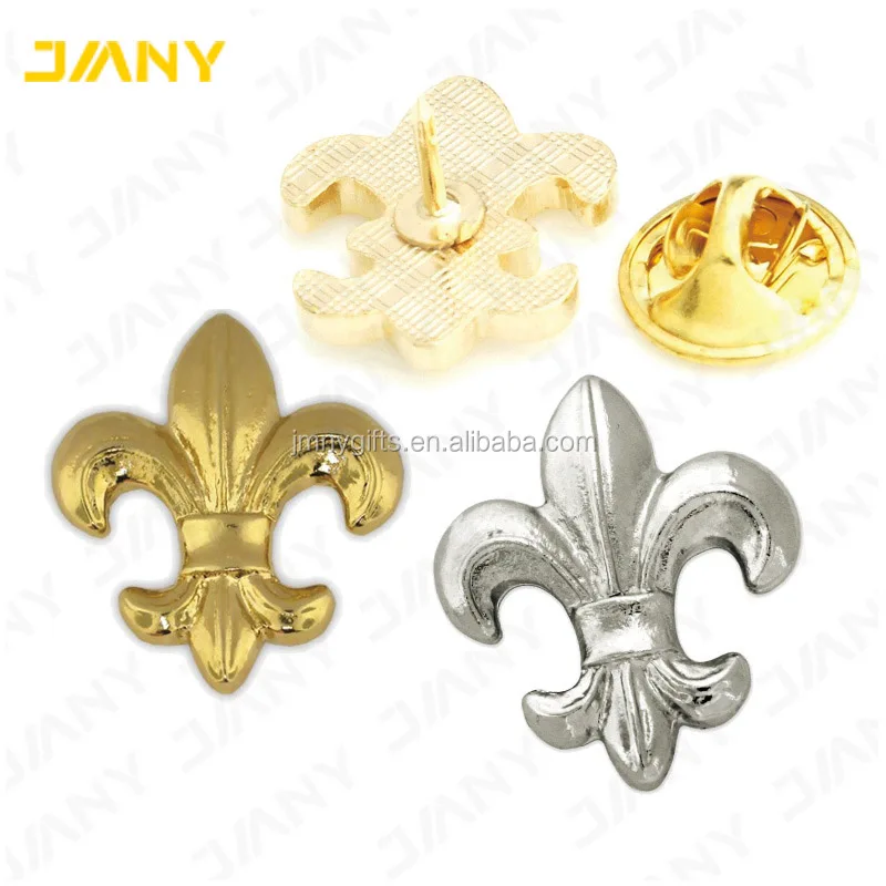Custom Gold or Sliver Plated Fleur de lis Lapel Pin