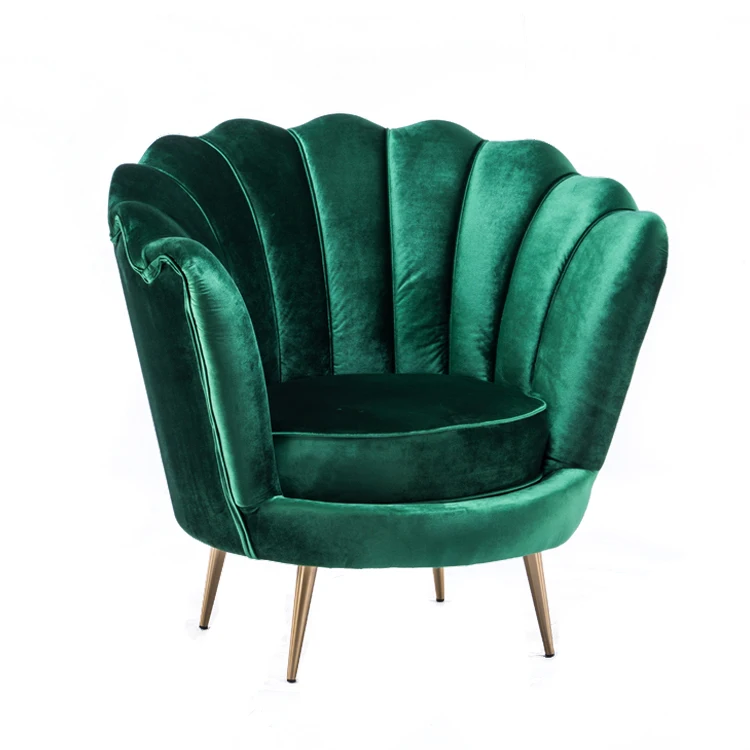 Green big size round armchair accent chair, comfortable soft sofa, home furniture