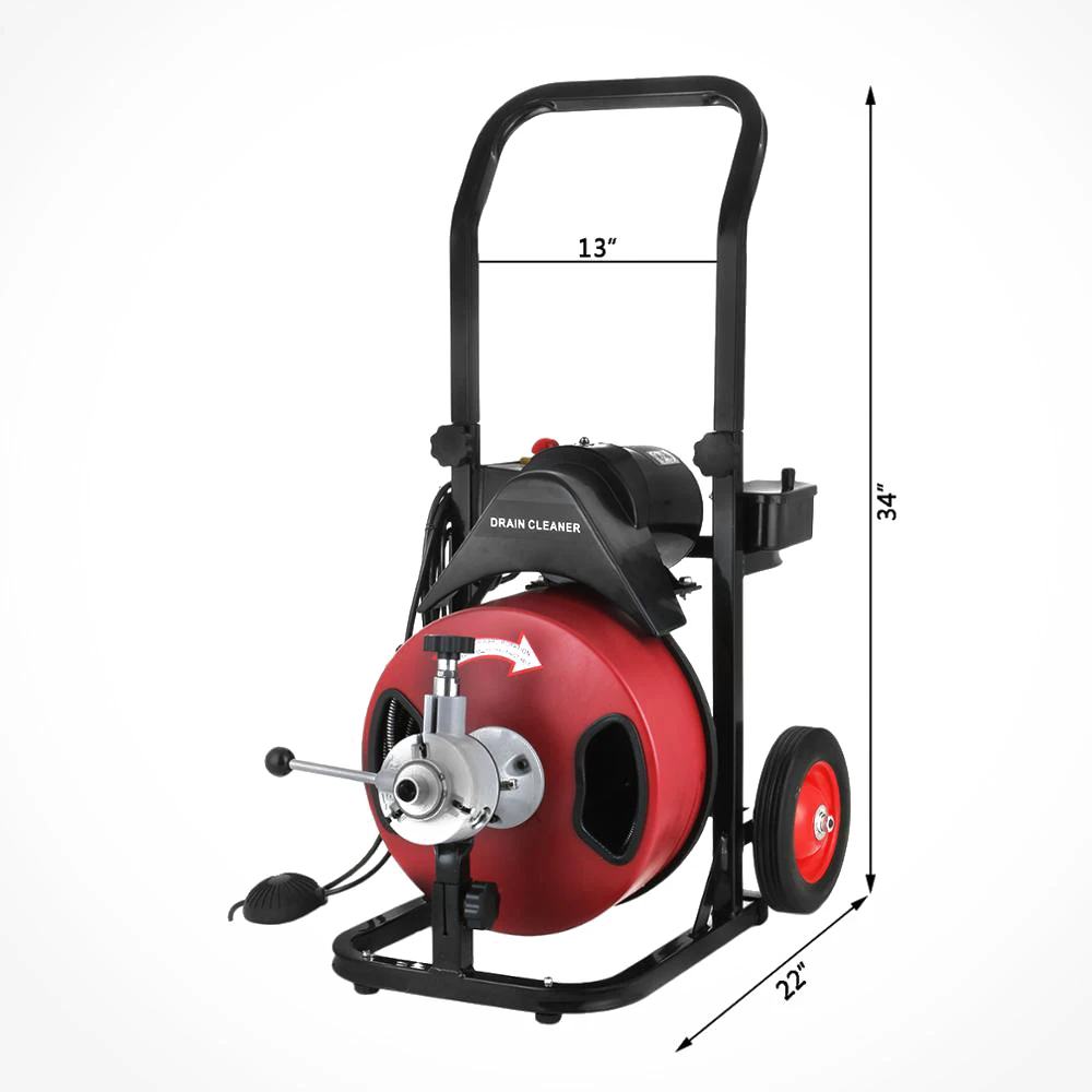 Кабель 50 футов * 1/2 дюйма с резцом, сверхмощное сантехническое оборудование, коммерческий диаметр 2-4 дюйма, Электрический сливной шнек, очиститель Слива труб