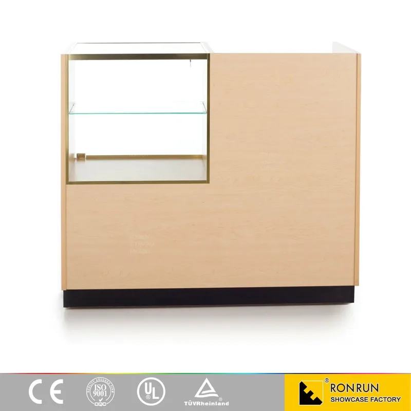 RCD0845 A pre - assembled rectangular cash wrap with a tempered glass display showcase