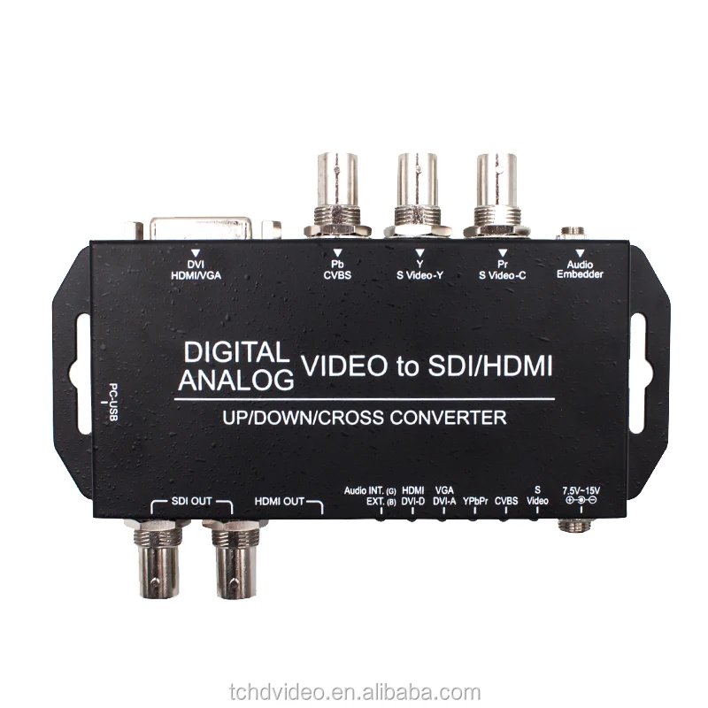 multi format digital to analog  DVI VGA Composite Component signal  to SDI HDMI scaling video converter