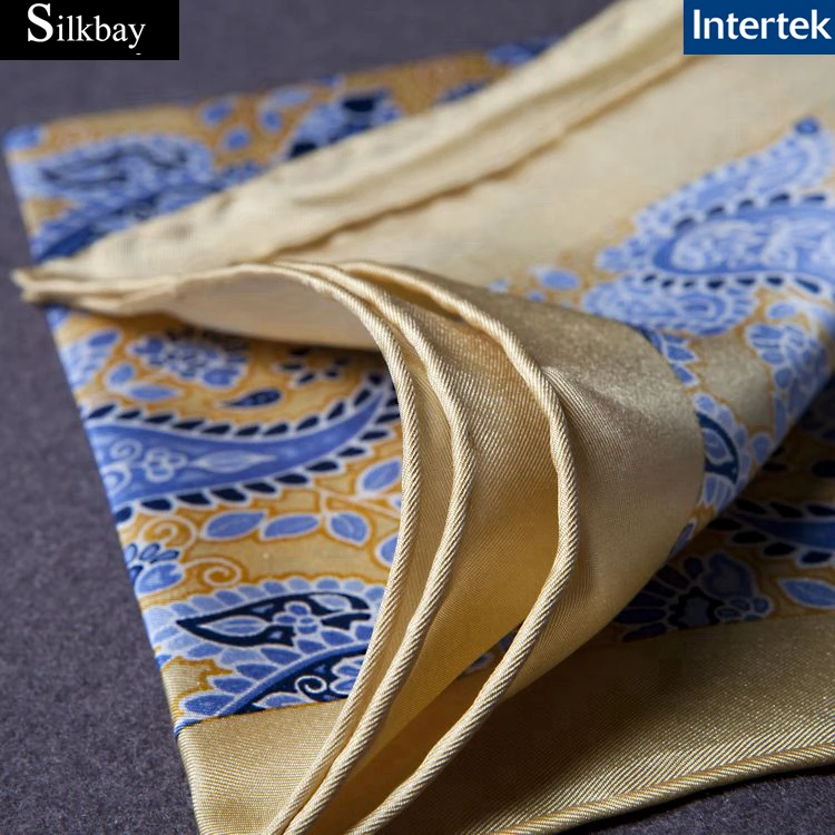 
Custom printed 100% silk men handkerchief 