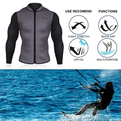 Мужской неопреновый гидрокостюм, куртка с молнией спереди и длинными рукавами, тренировочная майка для плавания, подводного плавания, куртка для серфинга, жилет для воркаута