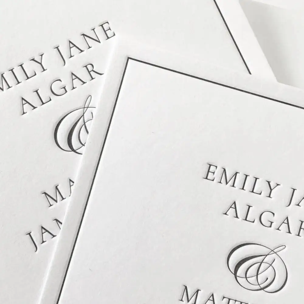 
Luxury hot stamping letterpress wedding invitation card designs 