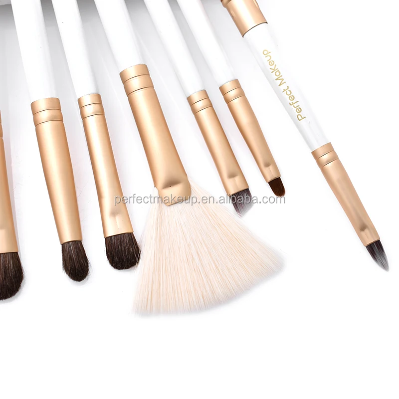 DailyQueen 10pcs Pro golden ferrule White Makeup brushes Cosmetic natural hair High quality makeup brush