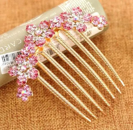KBFS07 Fashionable hair tray rhinestone flower shape bangs hair comb elegant hair comb