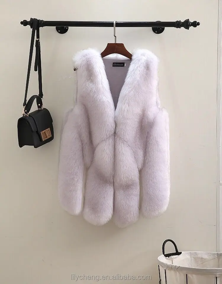 Каплеобразный жилет из искусственного лисьего меха, женский жилет из искусственного меха, заводская цена, Шэньчжэнь Лили Чэн