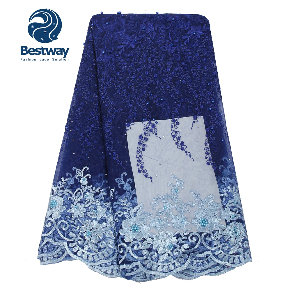Bestway Lace and embroidery fabric 2018 Newest Nigeria cheap French lace with beads For Women Dresses FL0328