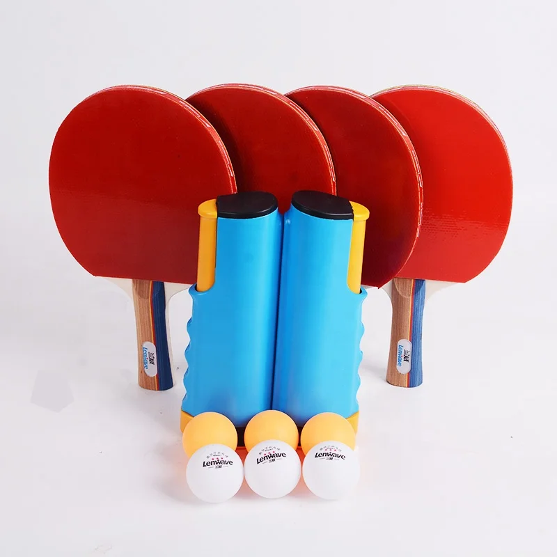 
professional 4racket+6ball +net cheap table tennis paddle set Retractable net Carry Bag 4 Player table tennis racket 