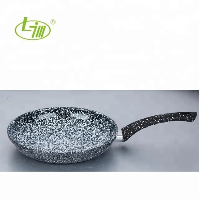
High quality marble non stick fry pan, black, soft touch handle, spiral bottom, rolled edge, passed for USA market 
