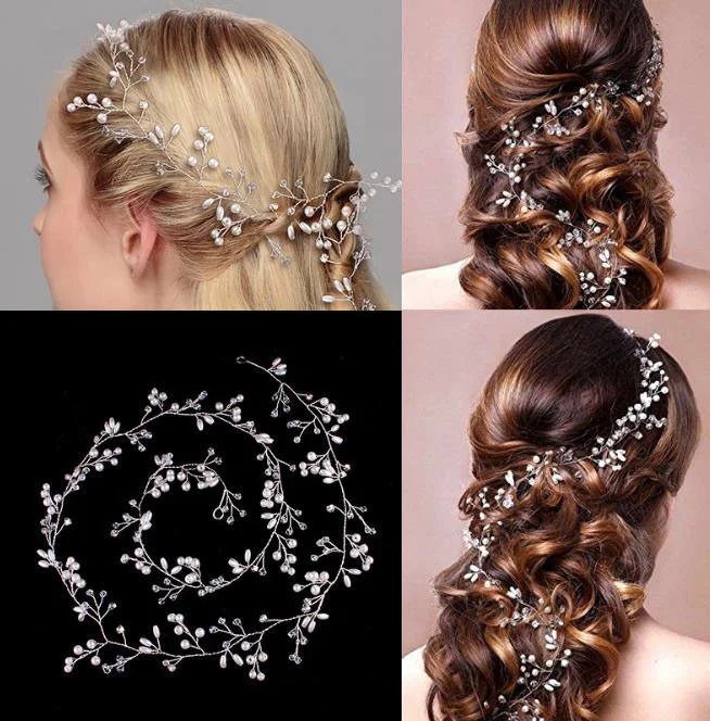 
Handmade Crystal Diamond Pearl Hair Accessories Bridal Headband for Wedding 