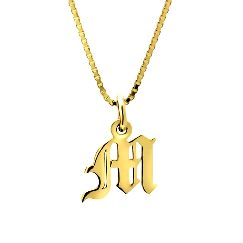 Custom Pendant Gold Silver Large Initial Big Alphabet Letter Necklace