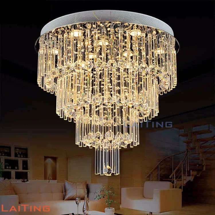 Big crystal chandelier round design plastic covers lamp ceiling light 92043