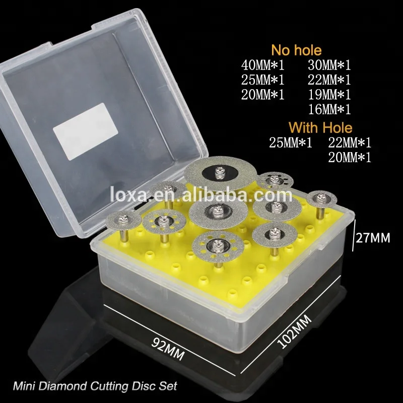 10 Pieces 20MM Diamond Cutting Discs Wheel Saw Blade For Rotary Tool Dremel Stone Blade+2pcs Mandrels Drill Bit Holder