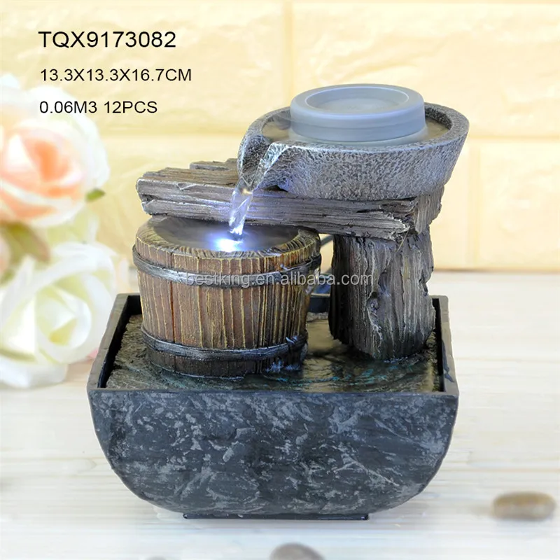 
Indoor artificial battery operation rotary disc waterfall fountain 