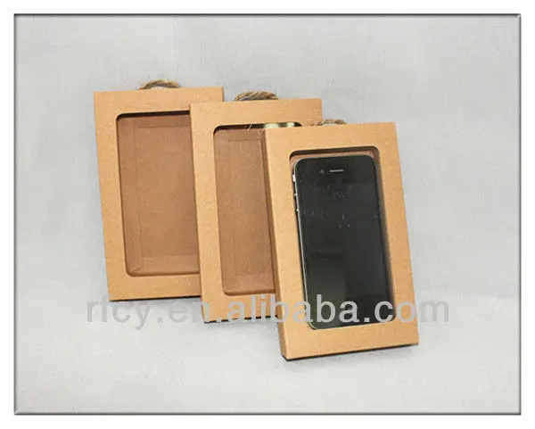 customized kraft paper packaging box for iphone case with PVC window