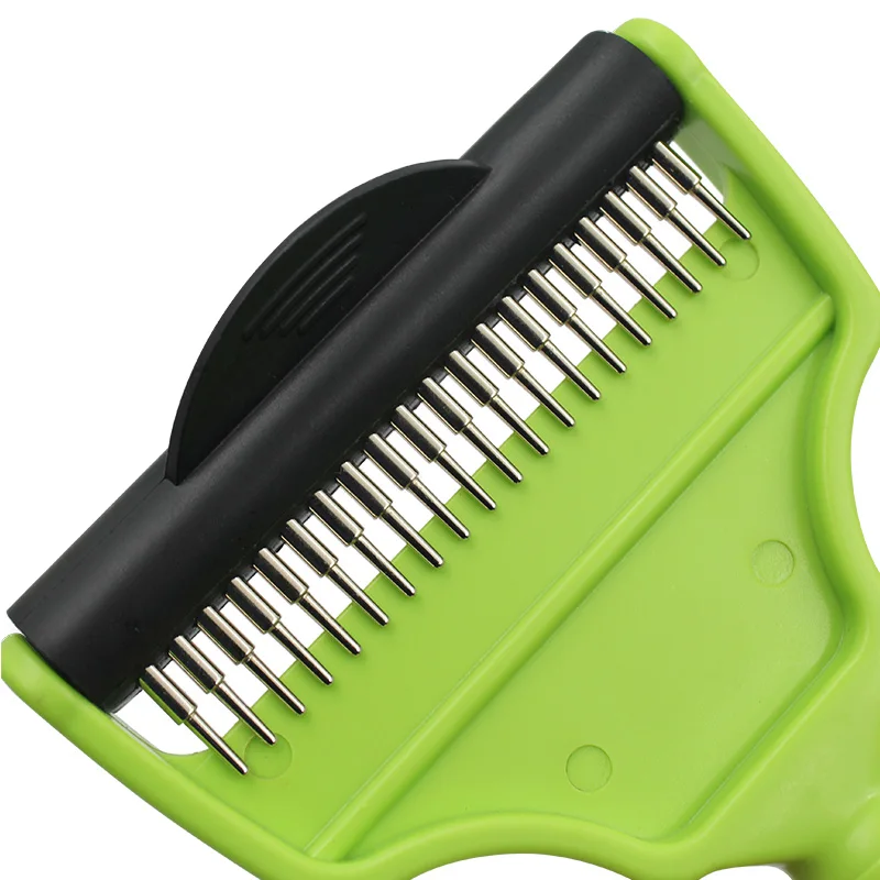 large plastic handle pet double grooming deshedding tool row rake comb brush with long pins