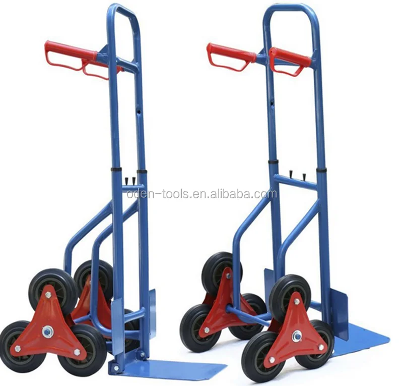 Six wheel hand trolley for climbing stairs