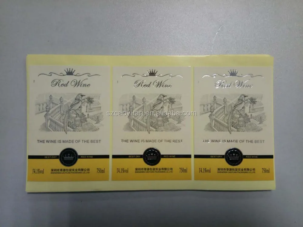Wine Beverage Bottle stamping Labels gold stamping gold blocking stickers