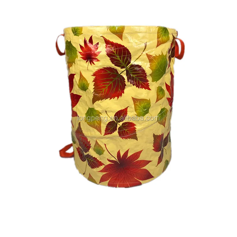 Customizable printed spring bucket Collapsible Yard Waste Bag leaf Bin