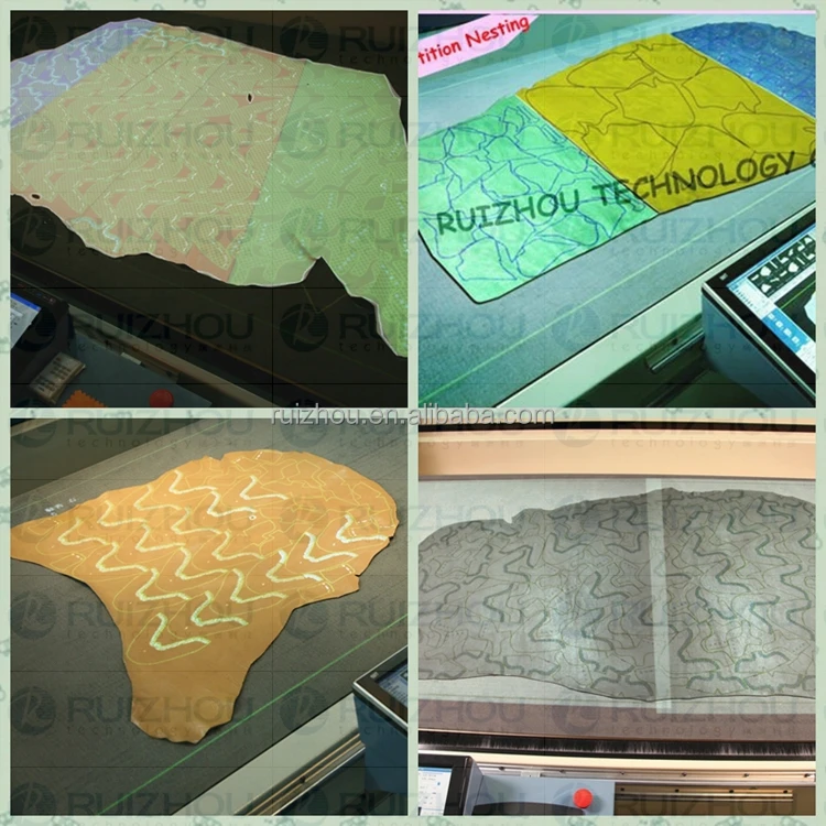 Ruizhou High accurate garment cnc real genuine leather cutting table top layer leather by knifes