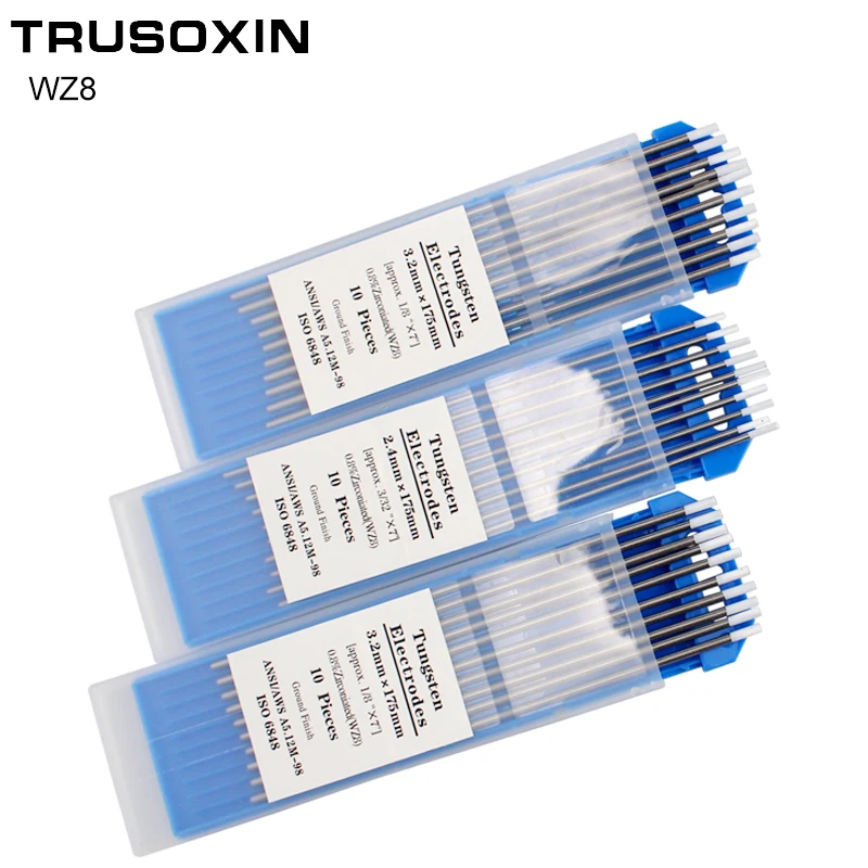 
WZ8 Tungsten Electrode Tig Rod 3.2MMx175mm White Head 0.8% Zirconiated Tungsten Electrode Welding Rod 