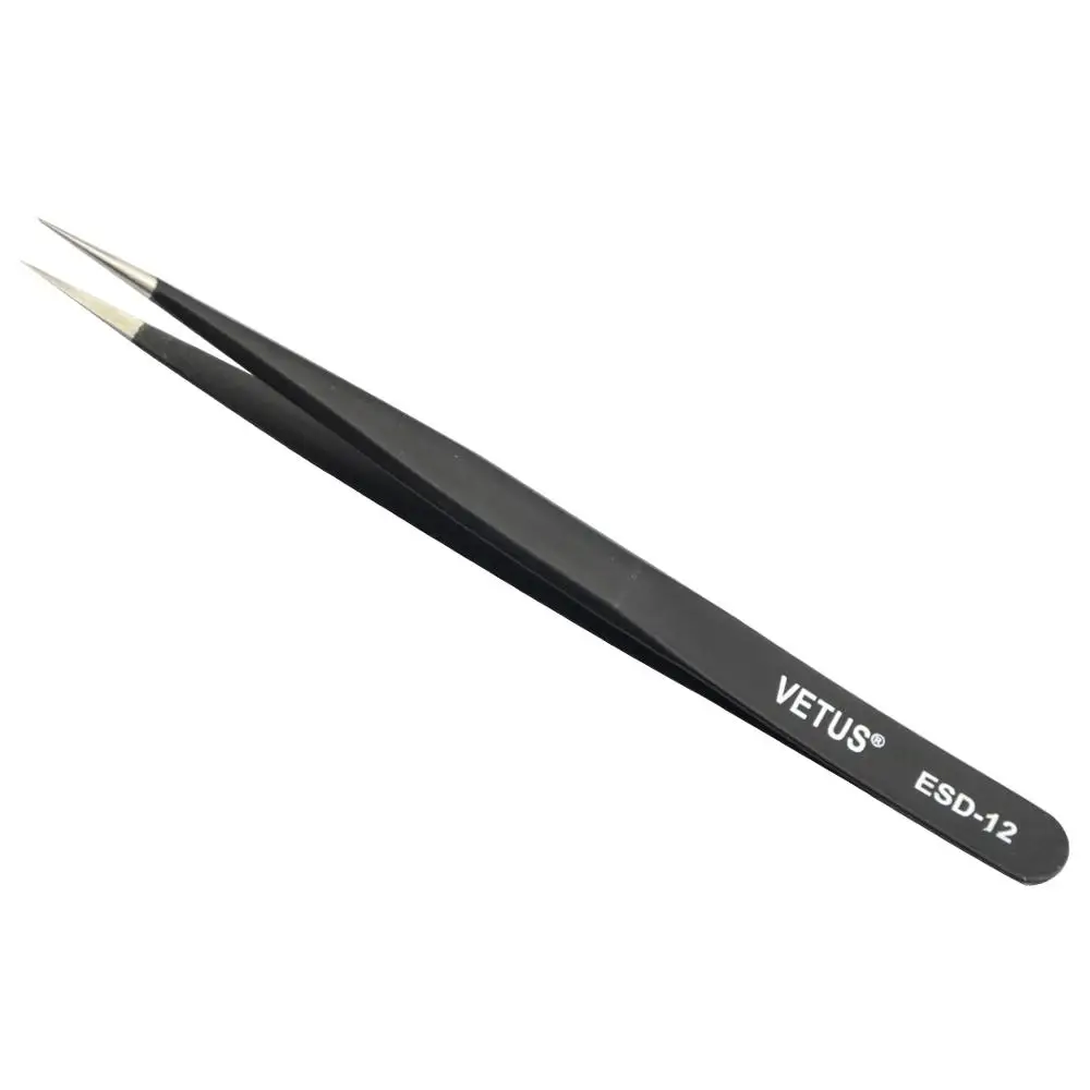 Eyelash Tweezers for Eyelash Extension Tools Genuine VETUS Tweezers Black Anti-Static Coating Tweezers