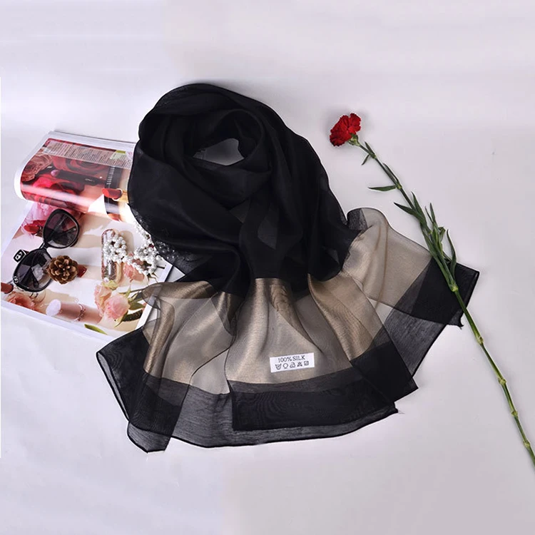 Различные цвета, дополнительный шелковый шарф из органзы, Женский хиджаб