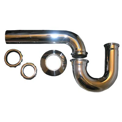 1.5 inch OD Chrome Plated Brass Kitchen Drain P Trap with Flange