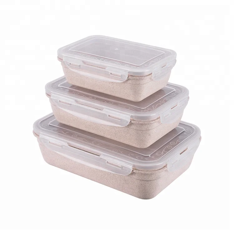 New Product Ideas 2018 Plastic Wheat Straw Bento Box Set