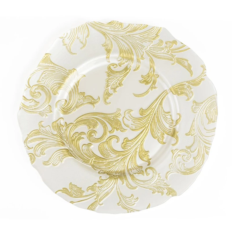 
wholesales 13inch Elegant Home Decoration Glass Charger Plates 