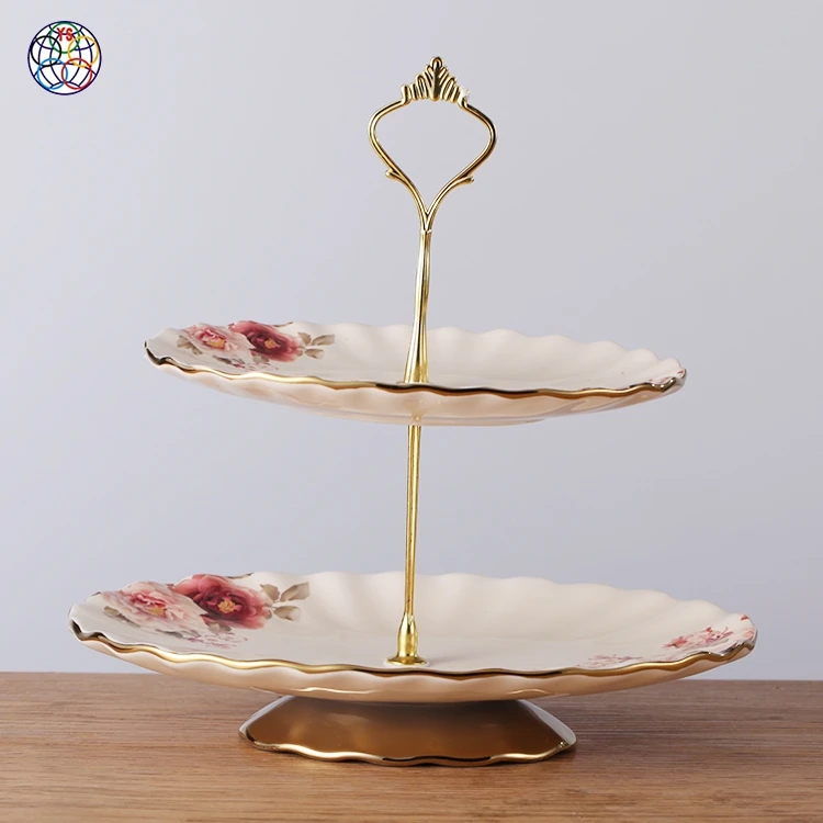 Modern Design Two-Tier Ceramic and Porcelain round Party Candy Nuts Tray for Wholesale Kitchen Use for Food Occasion