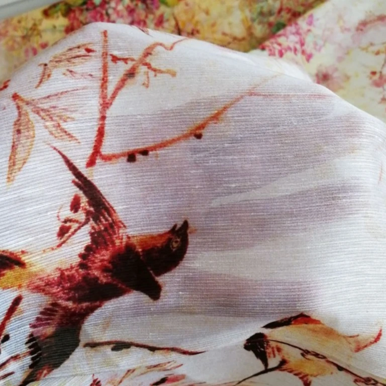 
custom printed linen silk linen fabrics 