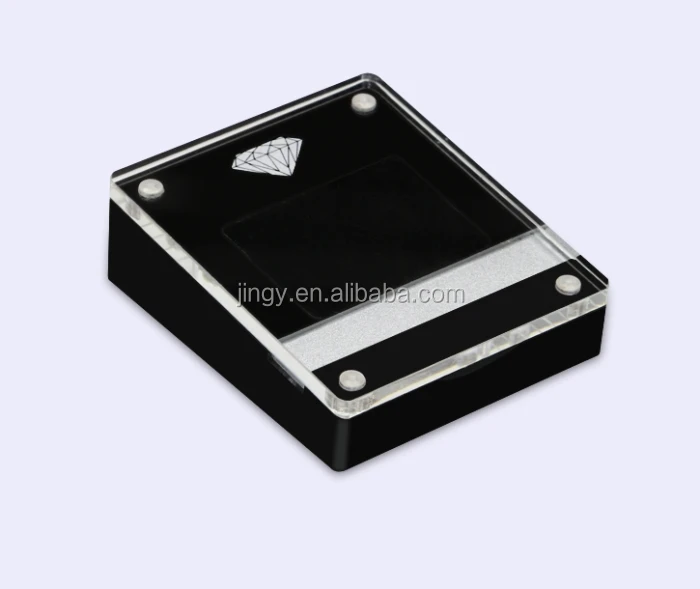 Factory custom pmma plexiglass magnetic diamond display box acrylic Gemstones loose stone show case with price list holder