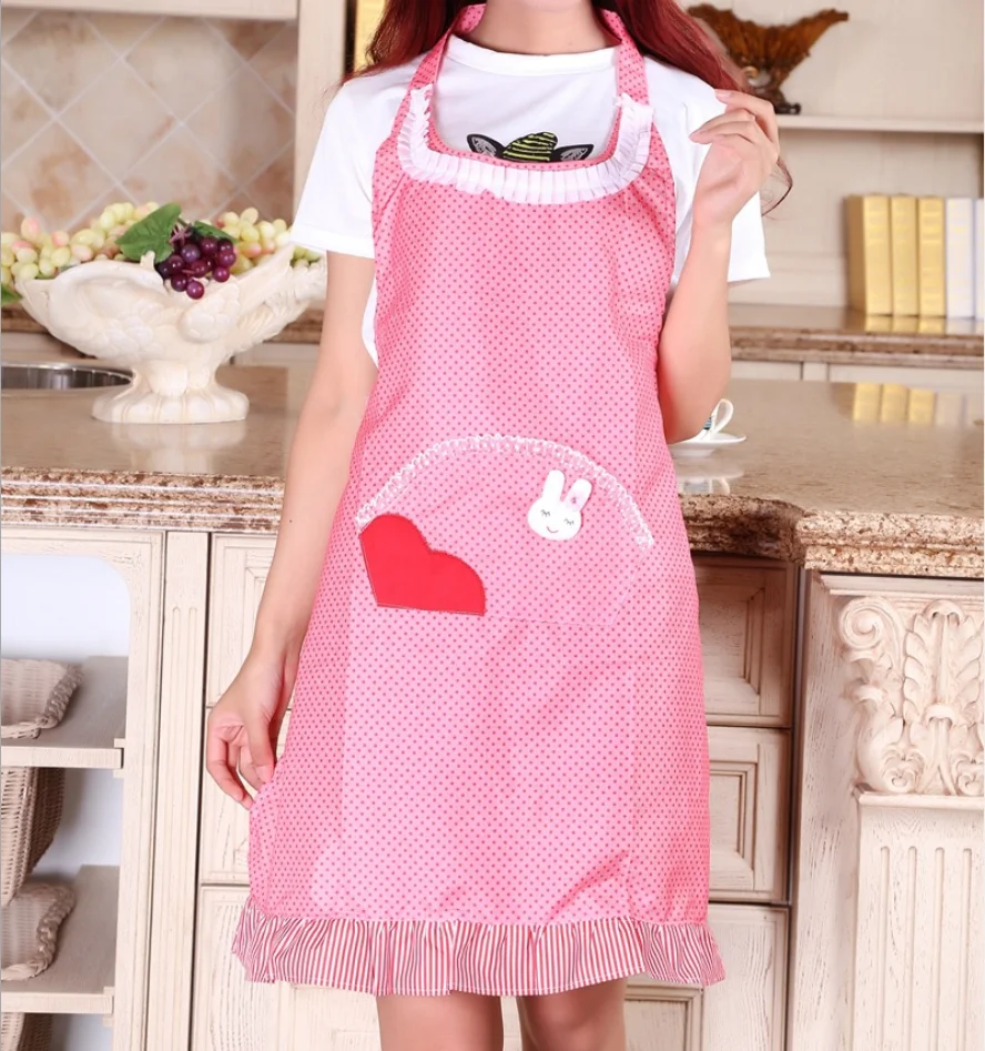 Pink blue Korean sweet style sexy lace cooking apron maid waitress work waist cross back apron for girl lady women overclothes