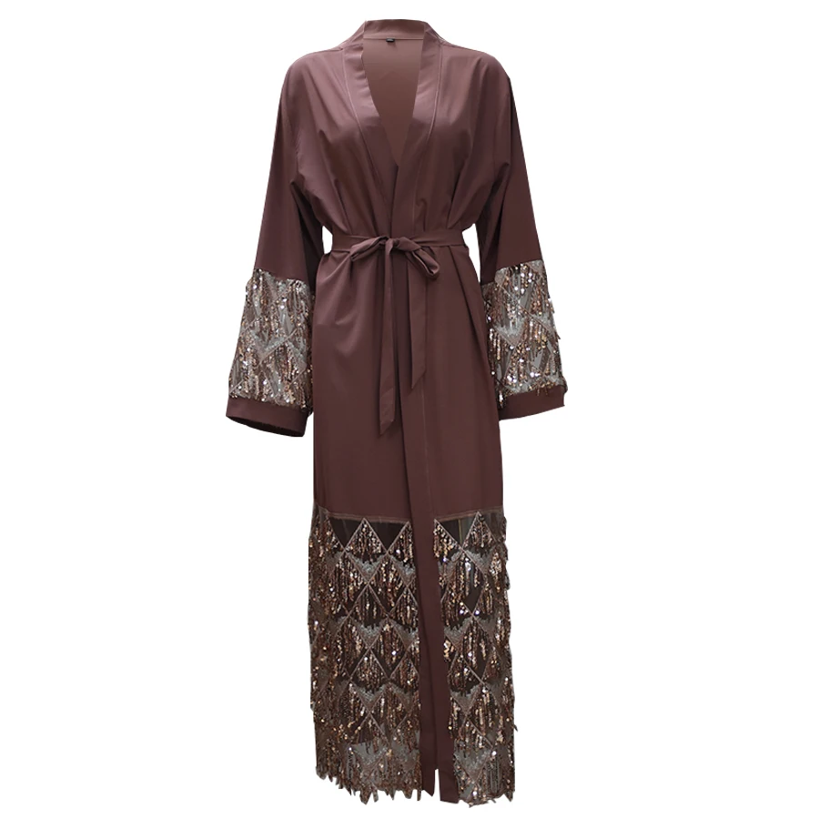 1662# Fashion Muslim Abaya in Dubai Nida with Sequin Islamic Clothing For Women Jilbab Djellaba Robe Musulmane Turkish Baju