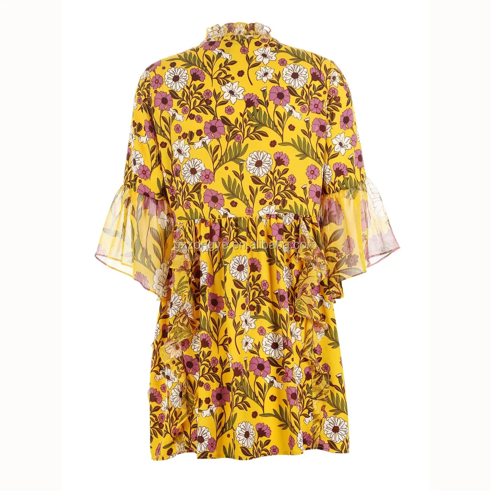 women clothing 2018 summer irregular design chiffon long sleeve dress