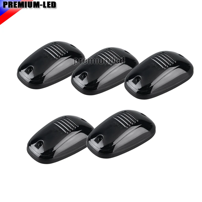 
5pcs Smoked Lens 6000K Xenon White LED Cab Roof Top Marker Running Lights For Truck SUV 4x4 (For Chevy Ford Dodge GMC, etc) 