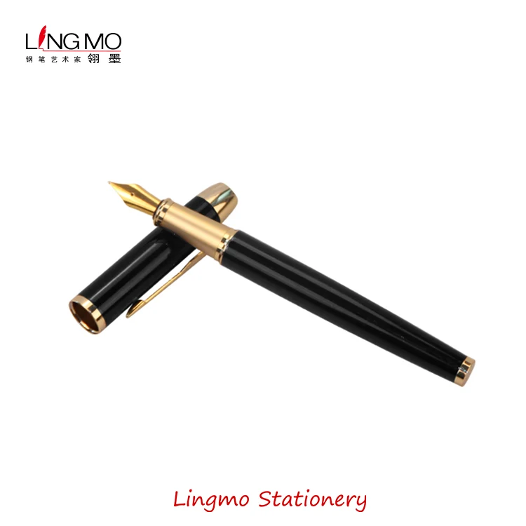 Lingmo High Quality Luxury Black Gold Color Engraving Brass Fountain Pen (60747884511)