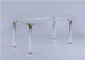 Popular Acrylic Coffee Table with gold metal corner home furniture customized
