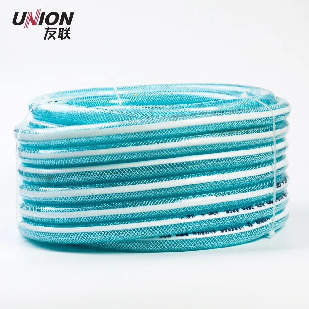 Blue  Nylon Braided PVC Hose, PVC Transparent Hose, Non-toxic Plastic Fibre Reinforced Tube