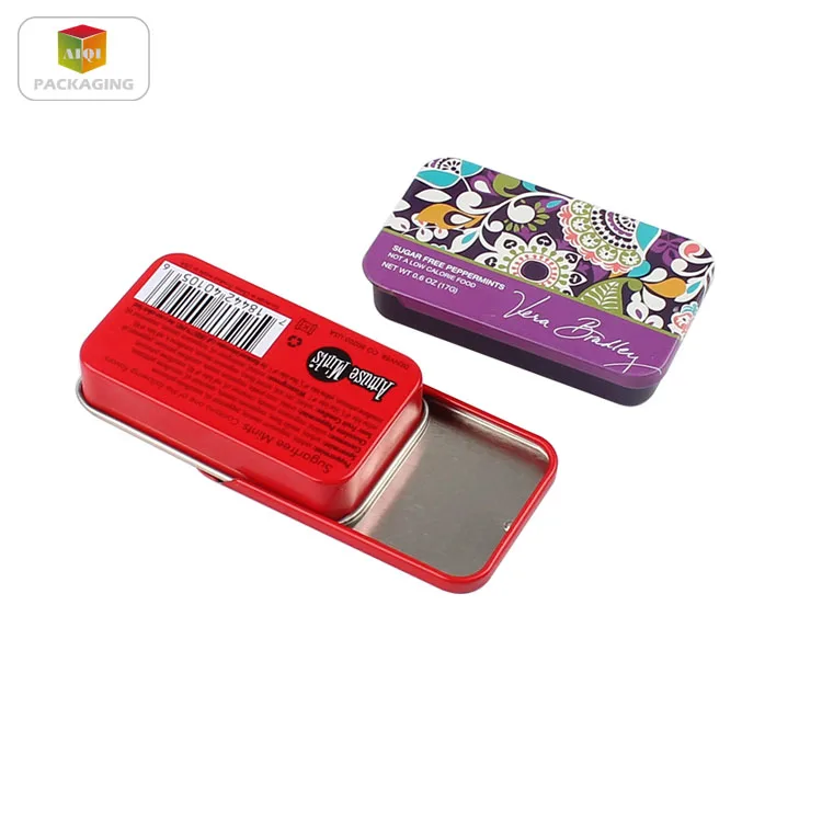 popular small silver slide top metal tin box
