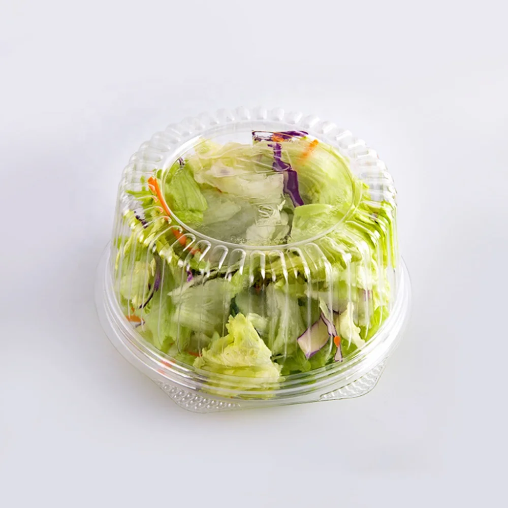 
disposable fruit RPET/PET transparent food grade salad packaging box plastic 