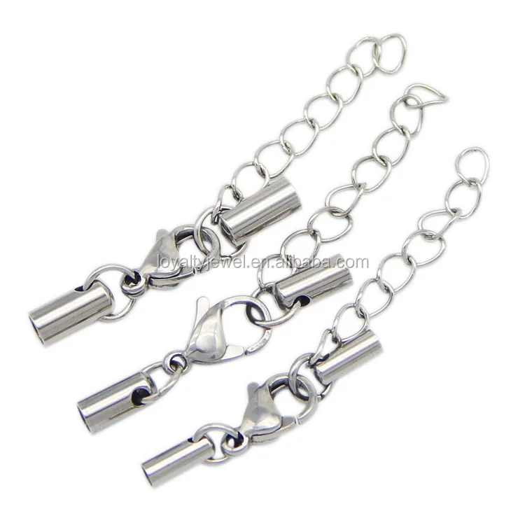 Stainless Steel Leather Cord Bracelet Necklace Lobster Clasps Hooks Connectors