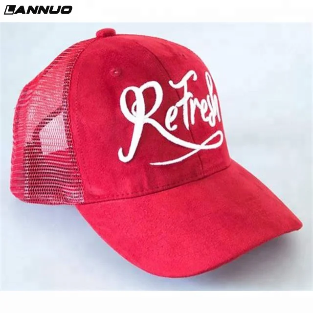 3d Puff Embroidery Suede Trucker Cap, Suede Trucker Hat, Trucker Hat Mesh