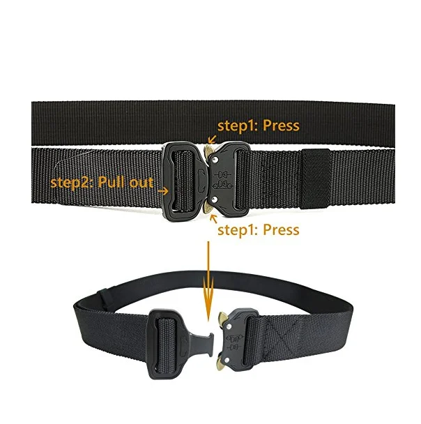 1.75 Inch Tactical Nylon Belt Adjustable Webbing Riggers Web Belt with Heavy-Duty Quick-Release Metal Buckle