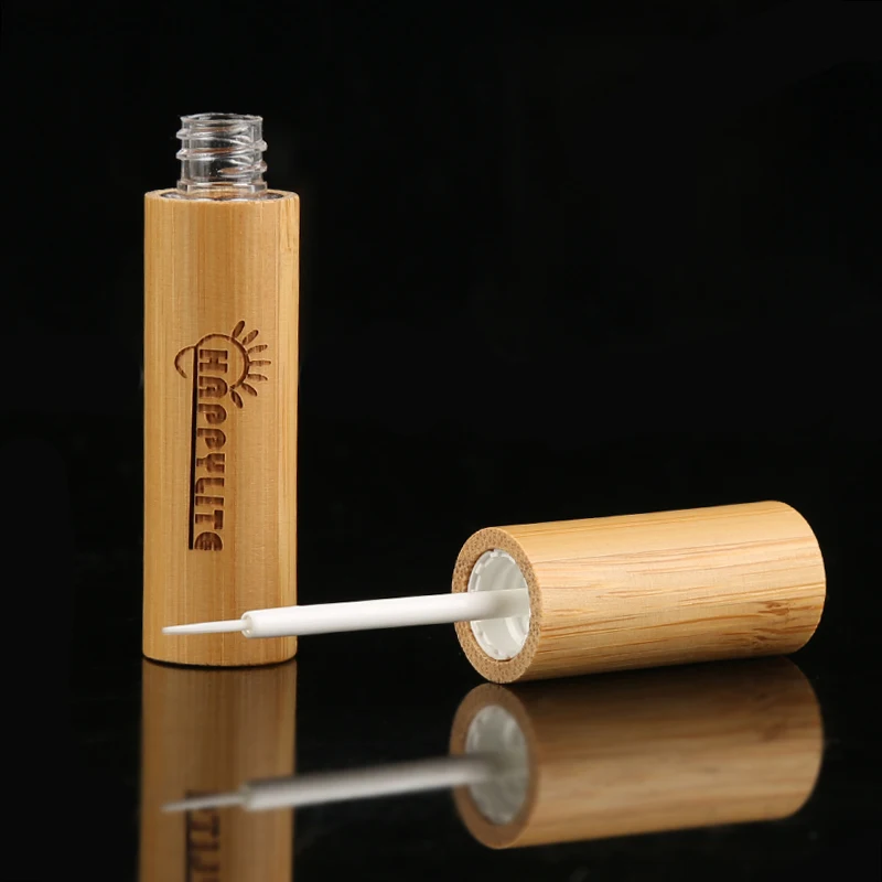 Reusable Portable Empty Lip Balm Tube Bottle with Environmental Bamboo Cap DIY Lip Gloss Wand Holder Container Vials